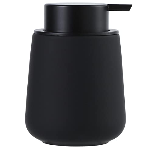BosilunLife Black Soap Dispenser - Ceramic Dish Soap Dispenser for Bathroom 12ounce Refillable Liquid Hand Dispenser for Essential Oil, Lotion Dispenser with Pump (Rubber Paint) - color: Rubber Black