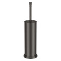 Toilet Brush and Holder Set：304 Stainless Steel Heavy Duty Toilet Bowl Brush，Removable Inner Bowl and Splash Protection，Bathroom Toilet Brush-Dense Bristles for Through Cleaning - color: Pewter