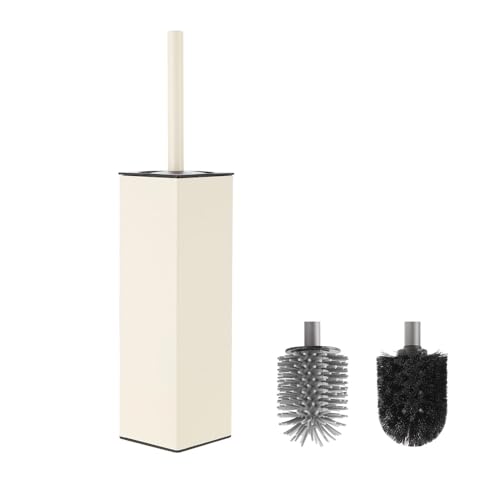 BVL Toilet Brush and Holder Set White Freestanding for Bathroom - color: White