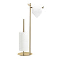 BGL Toilet Paper Holder Stand, SUS304 Stainless Steel Gold, Weighted Base, Holds 5 Jumbo Rolls, Space-Saving Modern Bathroom Storage with Built-in Hook - color: Gold