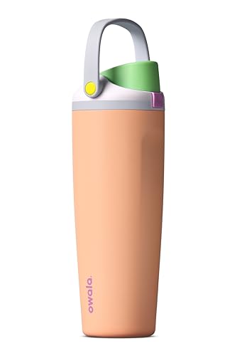 Owala FreeSip Sway Insulated Stainless Steel Water Bottle with Two-Way Spout, Built-In Straw and Bucket Handle, Made for Travel, School, and Sports, 30oz, BPA Free, Leak Proof, Peachy Keen - color: Peachy Keen, size: 30 Ounces