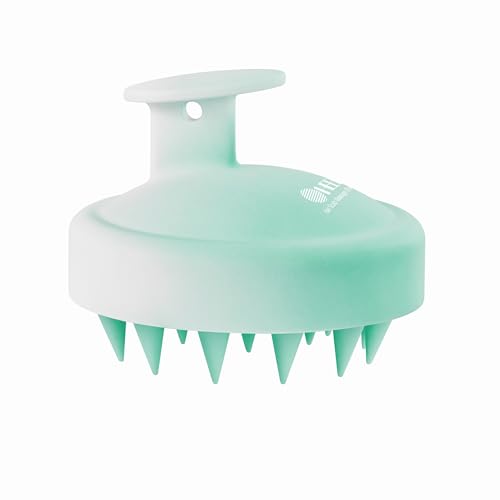 HEETA Scalp Massager Hair Growth, Soft Silicone Scalp Scrubber Shampoo Brush for Exfoliation, Dandruff Removal Head Massage Stress Relax, Wet & Dry Use for Thick Thin Curly Hair Care, Gradient Green - color: Gradient Green