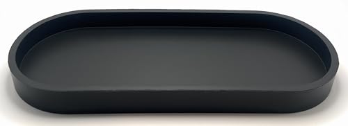 Premium 12” x 5” Silicone Vanity Tray | Sink and Surface Organizer with Sturdy Non-Slip Base | Heat Safe, Dishwasher Safe (Black) - color: Black