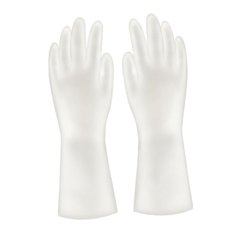 HANABASS Household Waterproof Cleaning Gloves 4-pair Set, White Latex Plastic Steel Material, Size L, Anti-slip Kitchen and Toilet Gloves for Home Cleaning and Dishwashing Tasks