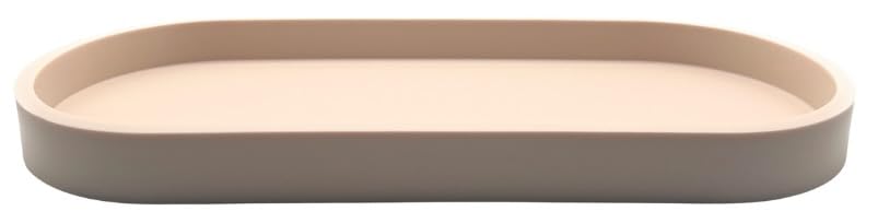 Premium 12” x 5” Silicone Vanity Tray | Sink and Surface Organizer with Sturdy Non-Slip Base | Heat Safe, Dishwasher Safe (Sand Dollar) - color: Sand Dollar