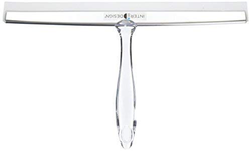 iDesign Zia Metal and Plastic Bathroom Squeegee for Shower, Glass Doors, Floors, Mirrors, with Suction Hook Holder , 12 Inches, Clear and Stainless Steel | Wall Hook Included - color: Clear/Stainless, style: Pack of 1