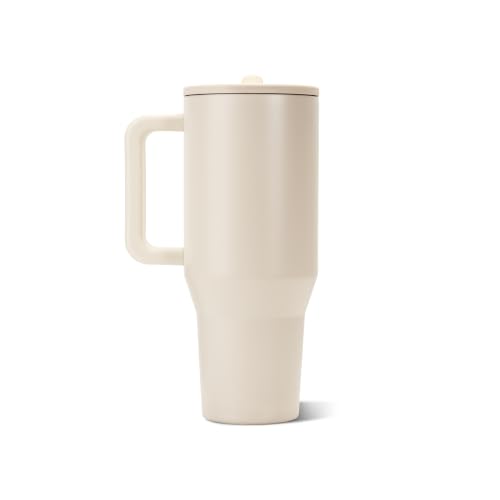 HydroJug Traveler 40oz, Insulated Tumbler with Handle & Straw, Cream - color: Cream, size: 40 Ounces