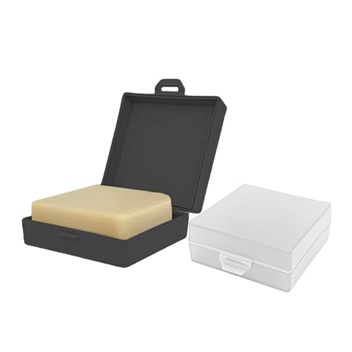 Soap Holder 2 Pack, Shower Bar Case Box Fit Dr Squatch, Waterproof Travel Container with Lid, Square Bathroom Soap Dish for Camping Gym Outdoor Traveling (Clear/Black) - color: Clear / Black