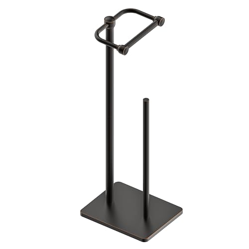 RUACQ Toilet Paper Holder Stand, Bathroom Toilet Paper roll Holder Free Standing with Storage for 4 Rolls, Post Pivoting Design, Stable Weighted Base, SUS304 Stainless Steel (Oil Rubbed Bronze) - color: Oil Rubbed Bronze, size: Free Standing with Storage