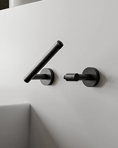 Ruacq Toilet Paper Holder Matte Black Double Post Pivoting Round Tissue Holders Roll Holder Hangers Toilet Paper Holders SUS 304 Stainless Steel Modern Wall Mounted - color: Matte Black, size: Classic