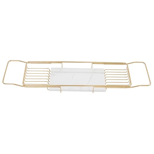 Expandable Bathtub Tray,Bathtub Tray Caddy for Luxury Bath Expandable,Expandable Range 68-90cm/26.77-35.43 in (Gold+White) - color: Gold+white