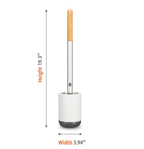 Full Circle Scrub Queen, Bathroom Toilet Brush with Ceramic Holder and Instant-Dry Coating for Mold & Mildew Prevention, More Hygenic Toilet Cleaning Scrubber, Replaceable Head, White - color: Starter Kit, style: Toilet Brush