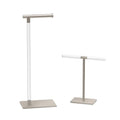 Modern Toilet Paper Holder and Vanity Towel Holder Set, Crystal Clear Acrylic/Satin Nickel Freestanding Tissue Holder, Gatco Luxury Bathroom Housewarming Gift - color: Satin Nickel/Acrylic