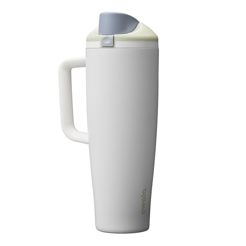 Owala FreeSip Tumbler Insulated Stainless Steel Water Bottle with Built-in Straw and Side Handle, For Travel, Work, School, and Sports, 40oz, BPA Free, Leak Proof, Iced Breeze - color: Iced Breeze, size: 40 Ounces