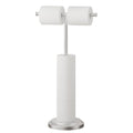 RUMOSE Toilet Paper Holder Stand Double Toilet Roll Holder for Floor | Brushed Nickel, 24" H, Bathroom Free standing Tissue Roll Holder, Rustproof, Weighted Base, Stainless Steel