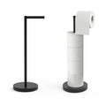Free Standing Toilet Paper Holder Stand with Weighted Base, SUS304 180 Degree Rotatable Tissue Holder with Shelf, Can Extra Storage 4 Rolls, Black Bathroom Toilet Roll Holder - color: Matte Black