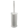 mDesign Toilet Bowl Brush and Holder - Covered Bathroom Toilet Brush - Standing Toilet Bowl Scrubber in Modern Holder - Space Saving, Deep Cleaning Brush for Toilet - Hyde Collection - Light Gray - color: Light Gray