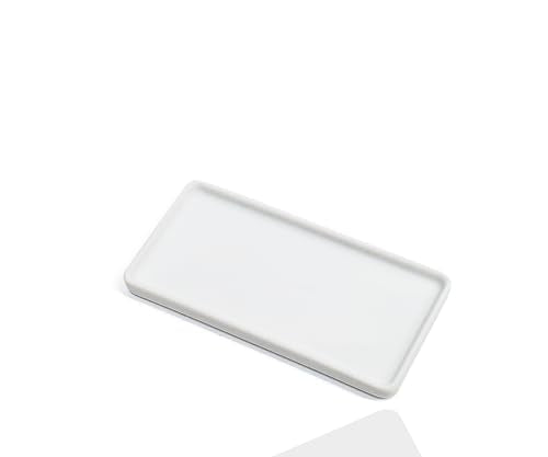 6.4" Porcelain Small Bathroom Narrow Mini Tray - White | Tiny Ceramic Countertop & Little Vanity Tray for Cosmetics, Perfume, Jewelry, Candle - Soap Tray, Kitchen Counter Tray - color: White, size: 6.4" x 3" x 0.5"