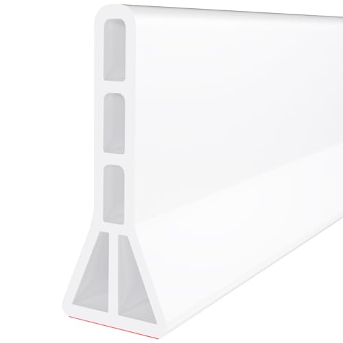 Raycity 3" High Shower Threshold Water Dam 59 IN Collapsible Shower Water Splash Guard for Curbless Shower Threshold Barrier Water Stopper for Wet and Dry Separation Bathroom and Kitchen (White) - color: White, style: 59 inch
