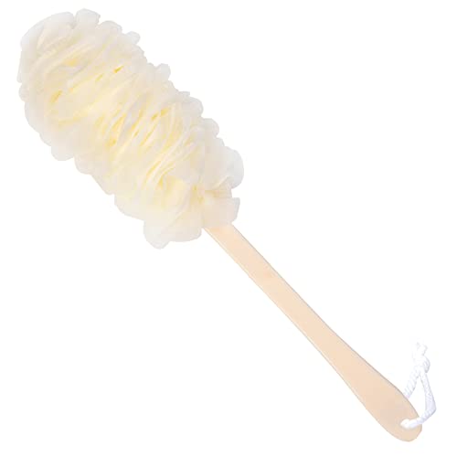 Back Scrubber for Shower, Loofah Long Handle Bath Body Brush, Soft Nylon Mesh Sponge On a Stick for Shower Men Women Kids Elderly, Exfoliating Scrub Cleaning Luffa for All Kinds of Skin(White) - color: White