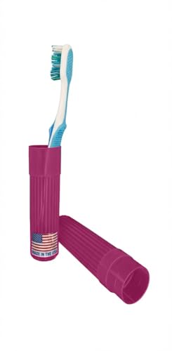 American Comb Toothbrush Holder - Pink, Made in USA, with Ventilation Holes, for Toothbrush Covers, Toothbrush Holder, Toothbrush Soft, Durable Design, Hygienic Bathroom Accessory - color: Pink