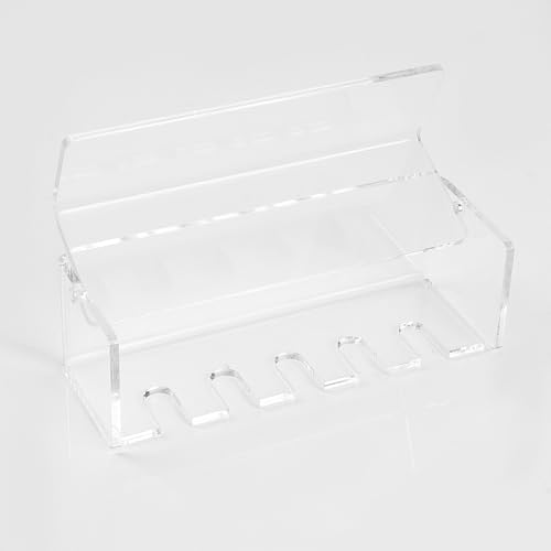 5 Slots Wall Mount Toothbrush Holder with Cover, Self Adhesive Toothbrush Storage Organizer for Shower, Toothbrush Hanger for Bathroom, Medicine Cabinet, Dorm (Clear) - color: Clear 1 Pack