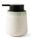 BosilunLife Hand Soap Dispenser - Ceramic Dish Soap Dispenser for Bathroom 12ounce Refillable Liquid Hand Wash Dispenser for Essential Oil, Lotion Soap, White with Blue-Green Rim - color: White With Blue-green Rim