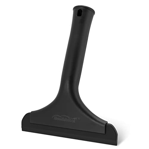 NEWISHTOOL Bathroom Shower Squeegee 5.9 Inch Soft Silicone Blade Squeegee for Shower Glass Door Mirrors Car Windshield, Kitchen Squeegee Countertops Cleaning and Water Removal Scraper w/Hanging Hole - color: All Black, size: 1PC