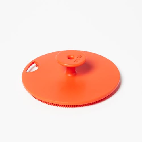 Boie USA Body Scrubber with Handle - Hygienic, Exfoliating Loofah Alternative - Feels Like Silicone Scrubber Gentle on Sensitive Skin, Hypoallergenic, BPA & Latex-Free, Made in the USA (Orange) - color: Orange