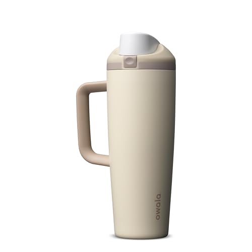 Owala FreeSip Tumbler Insulated Stainless Steel Water Bottle with Built-in Straw and Side Handle, For Travel, Work, School, and Sports, 30oz, BPA Free, Leak Proof, Lightly Toasted - color: Lightly Toasted, size: 30 Ounces
