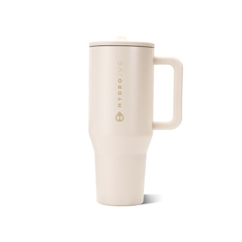HydroJug Traveler 40oz, Insulated Tumbler with Handle & Straw, Cream - color: Cream, size: 40 Ounces