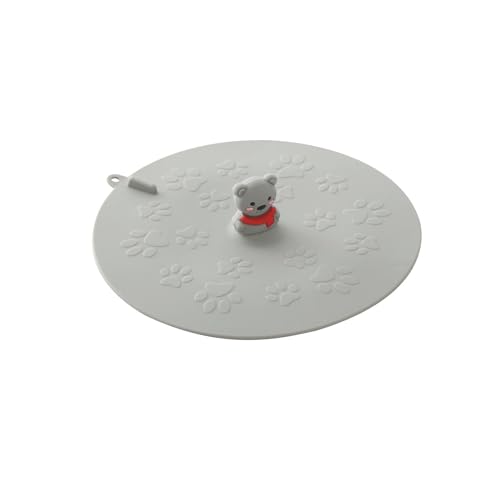 Sink Stopper Silicone Bathtub Stopper,Kitchen Sink Drain Stopper,Bathroom Drain Plug Stopper,Shower Drain Sink Stopper, Laundry Sink Drain Stopper (Grey bootom+Grey Bear with red Scarf) - color: Grey Bootom+grey Bear With Red Scarf