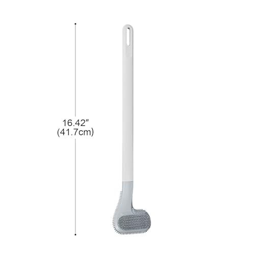 Toilet Brush, Long Handle Golf Toilet Brush with Holder 360° Deep Cleaning Flexible Silicone Toilet Cleaner Brush Wall Mounted for Bathroom (2Pcs White Brush) - color: 2pcs White Brush