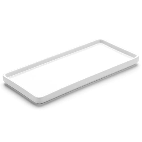 Gurygo 8" Bathroom Trays - Ceramic Vanity Tray for Bathroom - Small Ceramic Tray - Kitchen Soap Trays - Porcelain Dispenser Organizer for Kitchen Bathtub Counter (White) - color: White Set/1, size: 8.1" x 4.2" x 0.7"