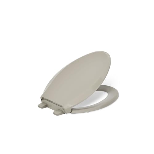 KOHLER 4636-RL-G9 Cachet ReadyLatch Elongated Toilet Seat Slow Close, Soft Close Toilet Seat Quiet Lid, Contoured Grip-Tight Bumpers Installation Hardware, Apartment Essentials, Sandbar - color: Sandbar, size: Elongated