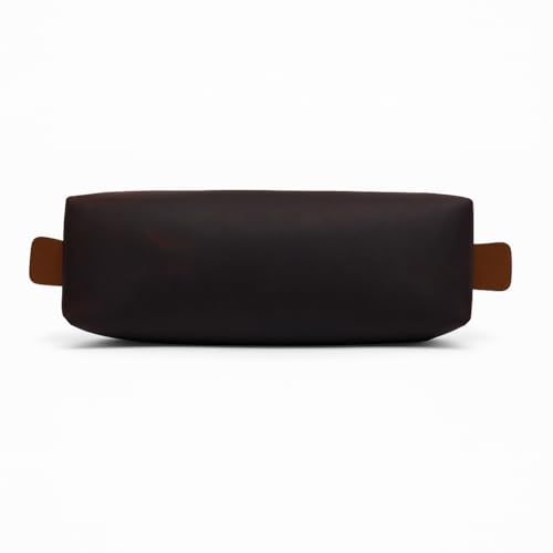Genuine Leather Toiletry Bag for Men & Women – Travel Bathroom Organizer Kit, Makeup & Cosmetic Pouch, Compact Dopp Kit with Heavy-Duty Zipper, Handmade Dark Brown Travel Case