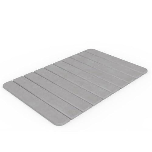 24x15 Modern Diatomite Stone Medium Bath Mat in Gray