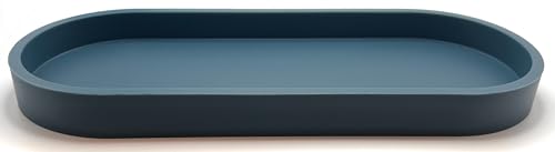 Premium 12” x 5” Silicone Vanity Tray | Sink and Surface Organizer with Sturdy Non-Slip Base | Heat Safe, Dishwasher Safe (Smoky Blue) - color: Smoky Blue