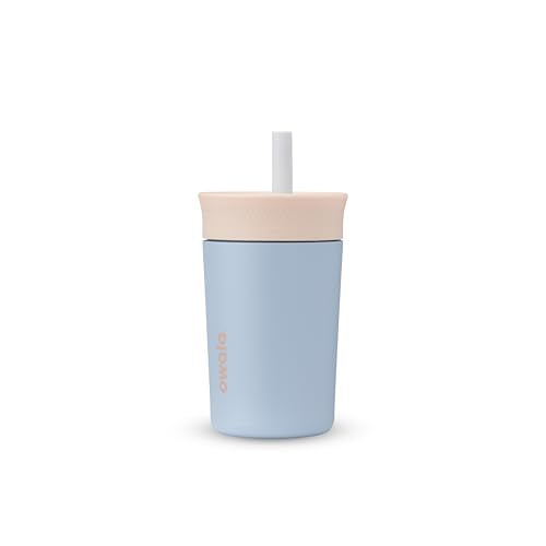 Owala Kids Insulation Stainless Steel Tumbler with Spill Resistant Flexible Straw, Easy to Clean, Kids Water Bottle, Great for Travel, Dishwasher Safe, 12 Oz, Tan and Blue (Seas the Day) - color: Seas the Day, size: 12 Ounces