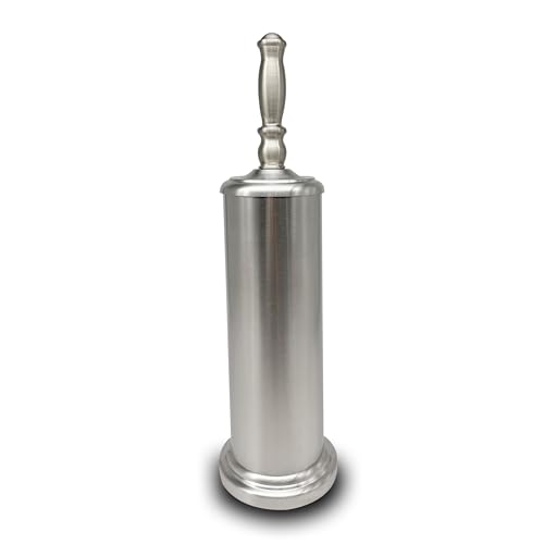 Metal Toilet Bowl Brush with Holder Premium Bathroom Cleaning Set Rustproof Hygienic Durable Elegant Finish - color: Satin Nickel