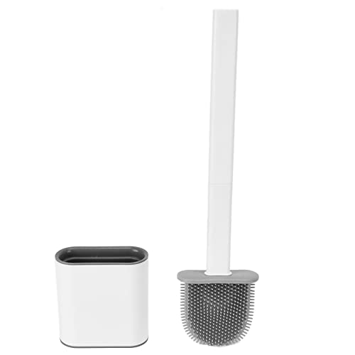 Toilet Bowl Brush Longer Handle Wall Mounted Toilet Brush, Flexible Toilet Bowl Brush Bathroom Washing Bowl Brush Kit Sturdy Washing Toilet Brush with Drain Box, Wall Mounted Flexible (White)