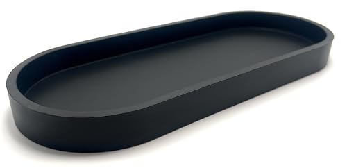 Premium 12” x 5” Silicone Vanity Tray | Sink and Surface Organizer with Sturdy Non-Slip Base | Heat Safe, Dishwasher Safe (Black) - color: Black