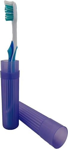 American Comb Purple Toothbrush Covers & Soap Box Set - Matching Colors - Tooth Brush Cover Cap, Soap Dish Travel Holder - Plastic Portable Set - color: Purple