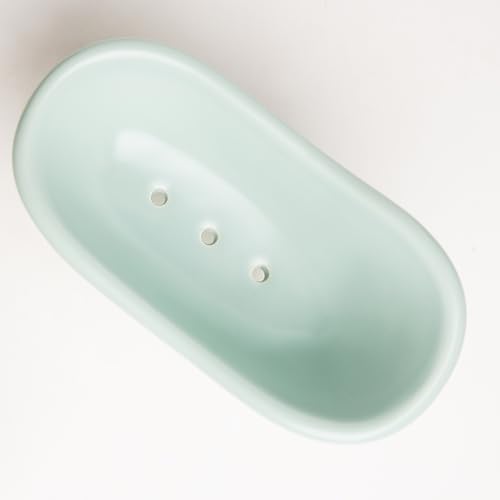 5.6" Ceramic Mini Bathtub Soap Dish Decortative Clawfoot Bathroom Soap Dish (Green) - color: Green