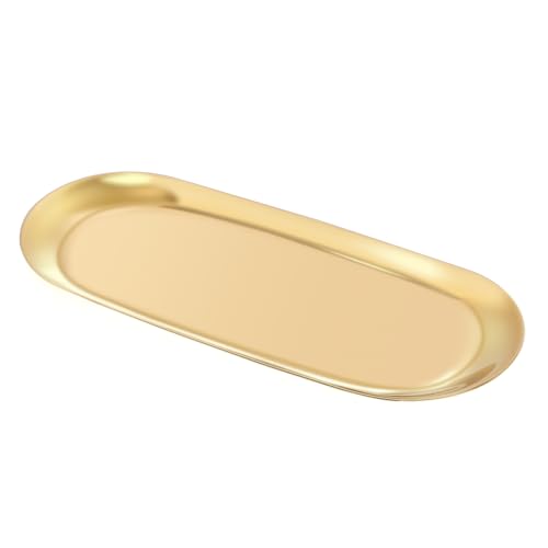 Stainless Steel Towel/ Dish Plate, Tea/ Fruit Storage Trays Cosmetics Jewelry Organizer, Gold, Oval