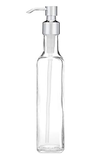 Rail19 French Vessel Glass Soap Dispenser with Metal Pump - Refillable Hand Soap, Lotion & Sanitizer for Sinks and Small Countertops, 8.5oz (Cali Chrome) - color: Cali Chrome