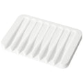 Urbanstrive Soap Dish Shower Waterfall Soap Tray Holder for Bathroom, Kitchen, Counter Top, Flexible Silicone, Keep Soap Bars Dry, Easy Cleaning - White