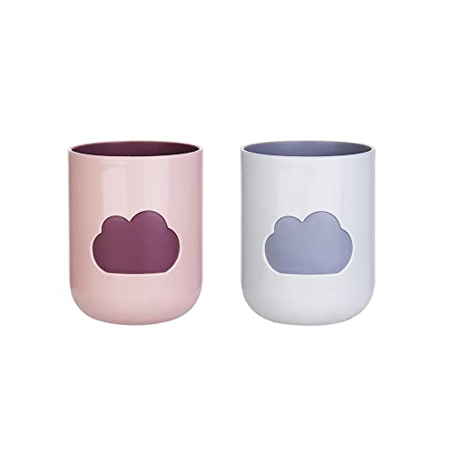 Simple Cloud Mouthwash Cup - Creative Cute Couple Mouthwash Cup (Light Pink & Off White) - color: Light Pink & Off White