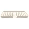 Silicone Soap Dish Tray and Sponge Holder with Drain Chute and Feet | 3-Way Sloped Design | Bathroom and Kitchen Sink Organizer Caddy (Vanilla Cream, 10"x4", 7.8 Ounces) - color: Vanilla Cream, size: 10"x4"
