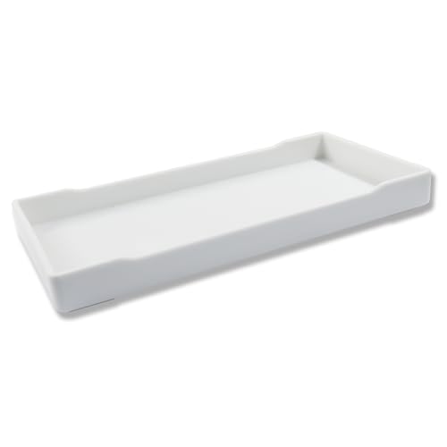 Small Bathroom Vanity Tray, 8 inch x 4 inch, White | Mini Soap Dispenser, Rectangular Serving Tray, For Candle, Lotion Bottles, Scrubber - color: White, size: 8" x 4" x 0.7"